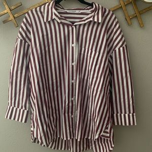 NWOT Stateside maroon and white striped button down